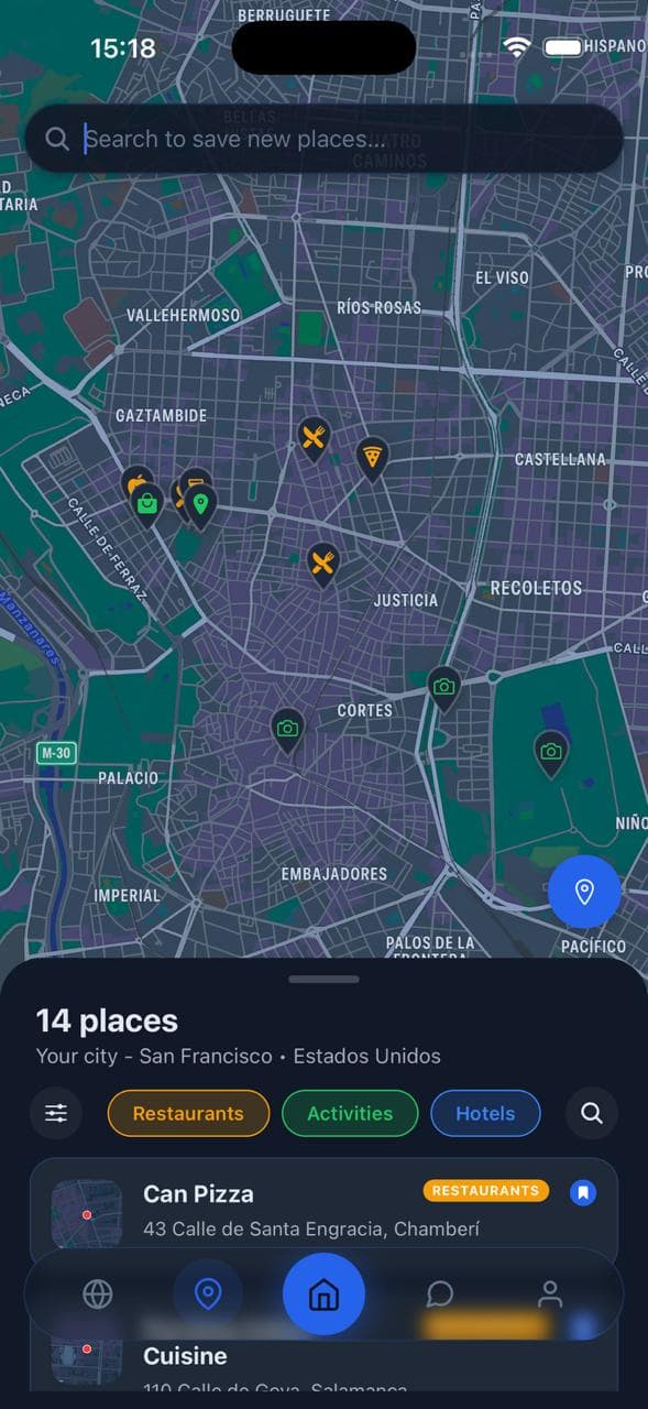 Mapa y lista en sync