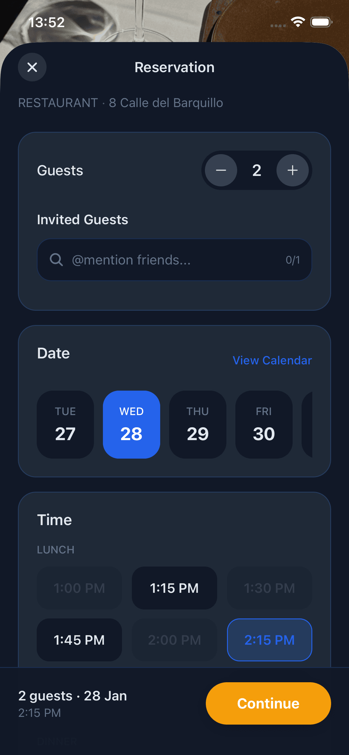 Book in one tap