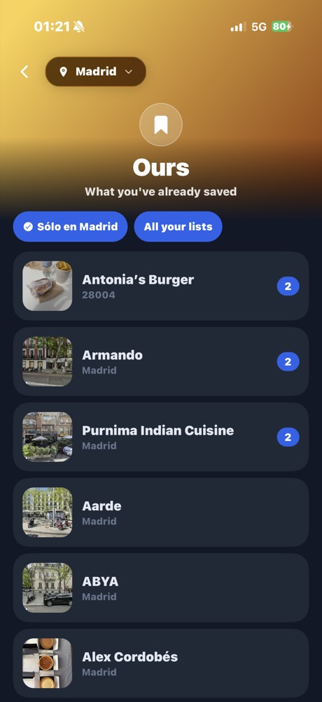 Modo Vuestros guardados